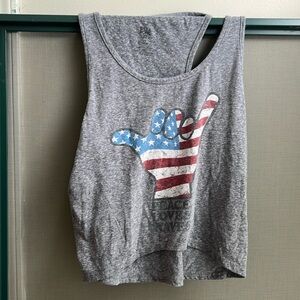 Billa Bong grey loose tank peace love waves